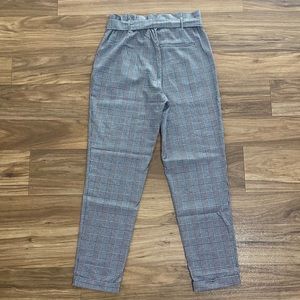 ZARA PLAID TIE-WAIST PANTS